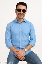 Youth First Men's Solid Spread Collar Aqua Blue Shirts Pack 2